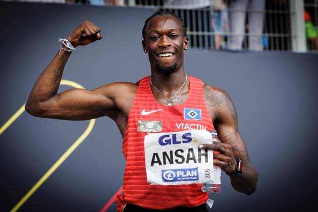 Sport Themen der Woche KW26 Sport Bilder des Tages Deutsche Leichtathletik-Meisterschaften; Braunschweig, 29.06.2024 Owen Ansah (Hamburger SV) gewinnt die 100m in neuem deutschen Rekord von 9,99s; Deutsche Leichtathletik-Meisterschaften am 29.06.2024 im Eintracht-Stadion, Braunschweig (Niedersachsen). Copyright: xBEAUTIFULxSPORTS AxelxKohringx