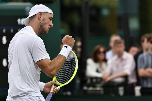 Jan-Lennard Struff, GER, during first round of 2024 All England Lawn Tennis Championships at Wimbledon, gentlemens singles, London, 01 07 2024; -