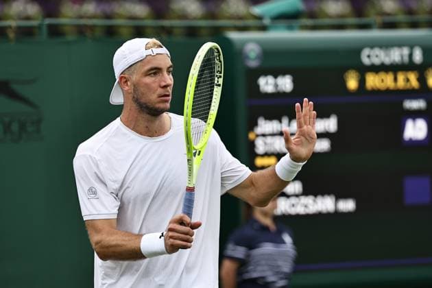 Jan-Lennard Struff, GER, during first round of 2024 All England Lawn Tennis Championships at Wimbledon, gentlemens singles, London, 01 07 2024; -
