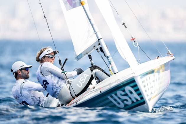 Bilder des Jahres 2024, Sport 08 August Sport Themen der Woche KW32 Sport Bilder des Tages 240806 Stu McNay and Lara Dallman Weiss of United States compete in mixed dinghy - 470 sailing during day 11 of the Paris 2024 Olympic Games, Olympische Spiele, Olympia, OS on August 6, 2024 in Marseille. Photo: Petter Arvidson BILDBYRAN kod PA PA0863 bbeng segling sailing olympic games olympics os ol olympiska spel olympiske leker paris 2024 paris-os paris-ol Copyright: PETTERxARVIDSON BB240806PA075