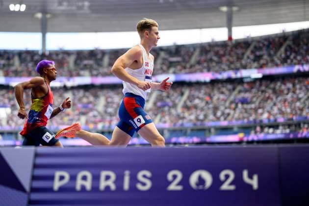 240807 Tobias Gronstad of Norway competes in a men s athletics 800 meters round 1 heat during day 12 of the Paris 2024 Olympic Games, Olympische Spiele, Olympia, OS on August 7, 2024 in Paris. Photo: Vegard Grott BILDBYRAN kod VG JM0599 bbeng friidrott athletics friidrett olympic games olympics os ol olympiska spel olympiske leker paris 2024 paris-os paris-ol norge Copyright: VEGARDxGRoTT BB240807VG047