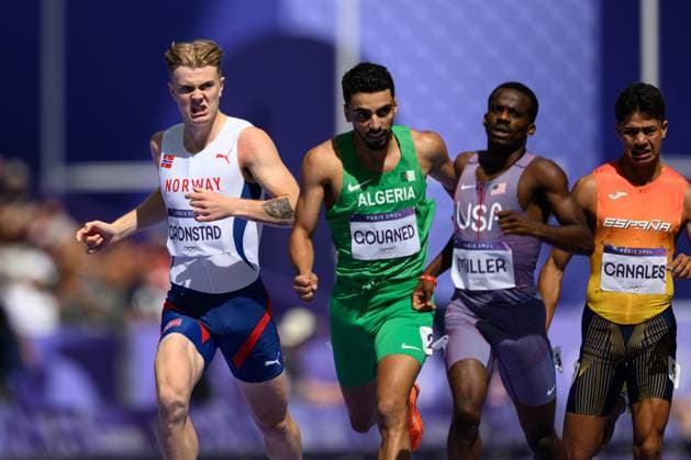 240808 Tobias Gronstad of Norway competes in a men s athletics 800 meters repechage heat during day 13 of the Paris 2024 Olympic Games, Olympische Spiele, Olympia, OS on August 8, 2024 in Paris. Photo: Vegard Grott BILDBYRAN kod VG VG0646 bbeng friidrott athletics friidrett olympic games olympics os ol olympiska spel olympiske leker paris 2024 paris-os paris-ol Copyright: VEGARDxGRoTT BB240808VG029