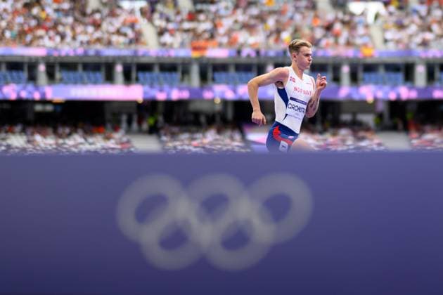 240808 Tobias Gronstad of Norway competes in a men s athletics 800 meters repechage heat during day 13 of the Paris 2024 Olympic Games, Olympische Spiele, Olympia, OS on August 8, 2024 in Paris. Photo: Vegard Grott BILDBYRAN kod VG VG0646 bbeng friidrott athletics friidrett olympic games olympics os ol olympiska spel olympiske leker paris 2024 paris-os paris-ol Copyright: VEGARDxGRoTT BB240808VG030