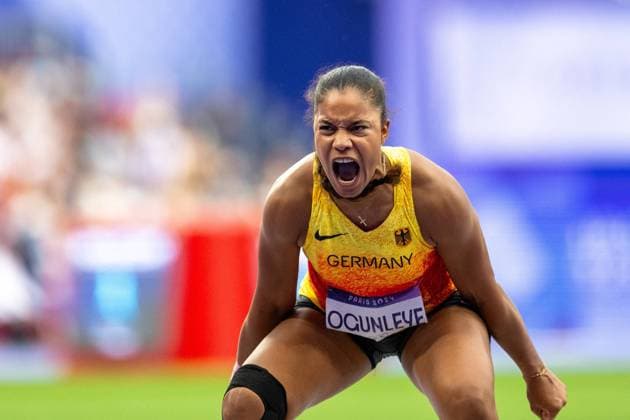 Bilder des Jahres 2024, Sport 08 August Sport Themen der Woche KW32 Sport Bilder des Tages Olympische Spiele (Leichtathletik); Paris, 09.08.2024 Yemisi OGUNLEYE of Germany, Women s Shot Put, Olympische Spiele (Leichtathletik) in Paris, Stade de France, on Friday, 9. August 2024 Copyright: xBEAUTIFULxSPORTS TobiasxLacknerx