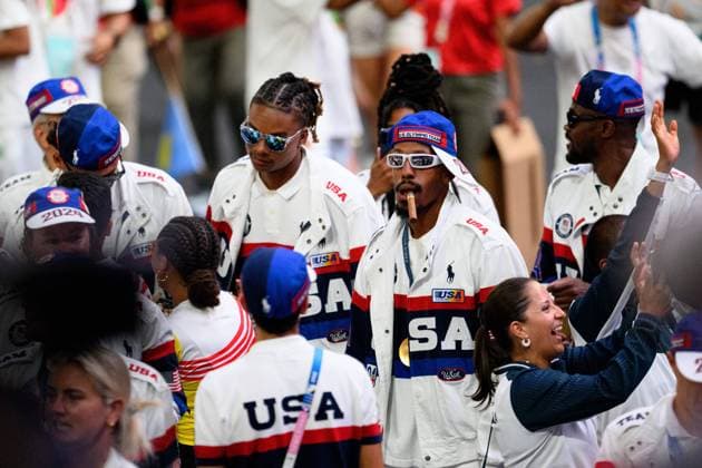 Bilder des Jahres 2024, Sport 08 August Sport Themen der Woche KW32 Sport Bilder des Tages 240811 Athletes of USA during the Closing Ceremony of the Paris 2024 Olympic Games, Olympische Spiele, Olympia, OS on August 11, 2024 in Paris. Photo: Maxim Thore BILDBYRAN kod MT JM0605 bbeng olympic games olympics os ol olympiska spel olympiske leker paris 2024 paris-os paris-ol closing ceremony avslutningsceremoni Copyright: MAXIMxTHORE BB240811MT033