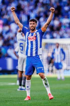 September 14, 2024, Cornella, Barcelona, SPAIN: Javi Puado of RCD Espanyol celebrates a goal during the Spanish league, La Liga EA Sports, football match played between RCD Espanyol and Deportivo Alaves at RCDE Stadium on September 14, 2024 in Barcelona, Spain. Cornella SPAIN - ZUMAa181 20240914_zaa_a181_031 Copyright: xJavierxBorregox