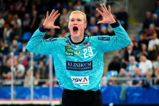 Bilder des Jahres 2024, Sport 09 September Sport Themen der Woche KW37 Sport Bilder des Tages Bietigheim, 14. September 2024: HBL - 24 25 - SG BBM Bietigheim - Rhein-Neckar Löwen Torhueter David Spaeth Späth (Loewen) Jubel Freude Emotion Bietigheim-Bissingen Egetrans Arena Baden-Württemberg Deutschland