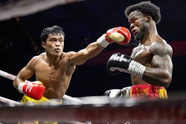 Bilder des Jahres 2024, Sport 09 September Sport Themen der Woche KW37 Sport Bilder des Tages 14 09 2024, Gümlingen, Mobiliar Arena, Championship Boxing Samstag, Chris Mouafo against Jonniel Laurente Gümlingen Mobiliar Arena Bern Switzerland Copyright: xJustPictures.ch KjetilxWaberx jp-en-KjWa-SF_240914_19345