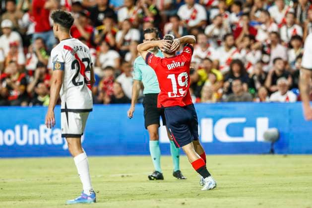 September 16, 2024, Madrid, Madrid, SPAIN: Bryan Zaragoza of CA Osasuna lamenting during the Spanish league, LaLiga EA Sports, football match played between Rayo Vallecano and CA Osasuna at Vallecas stadium on September 16, 2024, in Madrid, Spain. Madrid SPAIN - ZUMAa181 20240916_zaa_a181_064 Copyright: xIrinaxR.xHipolitox