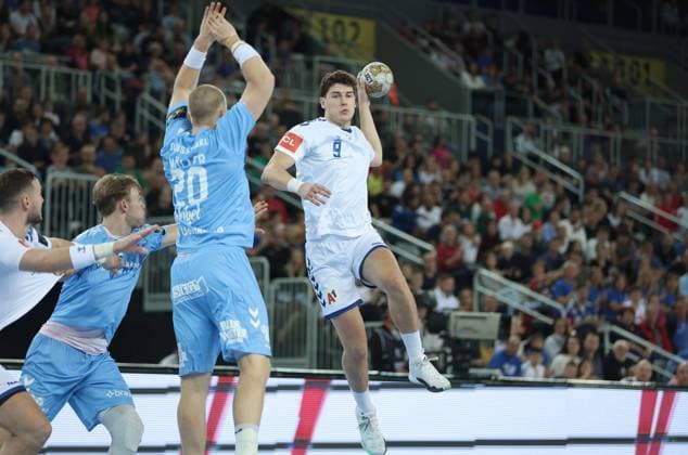 HC Zagreb v Aalborg Handbold - EHF Champions League ZAGREB, CROATIA - SEPTEMBER 18: Luka Lovre Klarica of HC Zagreb in action during EHF Champions League Group Phase match between HC Zagreb and Aalborg Handbold at Arena Zagreb on September 18, 2024 in Zagreb, Croatia.  SanjinxStrukic PIXSELL