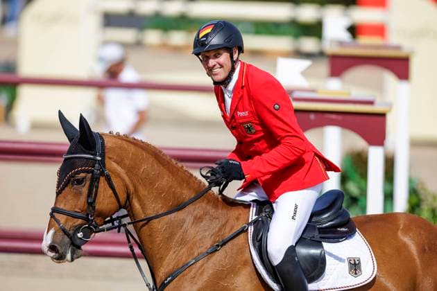 Bilder des Jahres 2024, Sport 10 Oktober Sport Themen der Woche KW40 Sport Bilder des Tages BARCELONA - CSIO Longines FEI Jumping Nations Cupâ ¢ Final 2024, BARCELONA - CSIO Longines FEI Jumping Nations Cupâ ¢ Final 2024 THIEME Andre (GER), DSP Chakaria Longines League of Nations Final Int. team jumping competition (1.60 m) Round 1 Barcelona, Real Club de Polo 06. October 2024 -