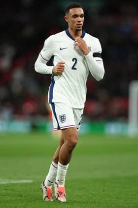 London, England, 10th October 2024. Trent Alexander-Arnold of England during the UEFA Nations League match at Wembley Stadium, London. Picture credit should read: Paul Terry Sportimage EDITORIAL USE ONLY. No use with unauthorised audio, video, data, fixture lists, club league logos or live services. Online in-match use limited to 120 images, no video emulation. No use in betting, games or single club league player publications. SPI-3369-0127