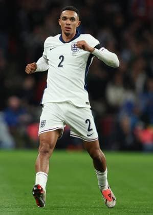 London, England, 10th October 2024. Trent Alexander-Arnold of England during the UEFA Nations League match at Wembley Stadium, London. Picture credit should read: Paul Terry Sportimage EDITORIAL USE ONLY. No use with unauthorised audio, video, data, fixture lists, club league logos or live services. Online in-match use limited to 120 images, no video emulation. No use in betting, games or single club league player publications. SPI-3369-0158