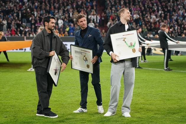 Bilder des Jahres 2024, Sport 10 Oktober Sport Themen der Woche KW42 Sport Bilder des Tages Abschied von Thomas Müller, Manuel Neuer, Ilkay Gündogan, Toni Kroos - München 14.10.2024: Deutschland vs. Niederlande, Nations League, 4. Spieltag
