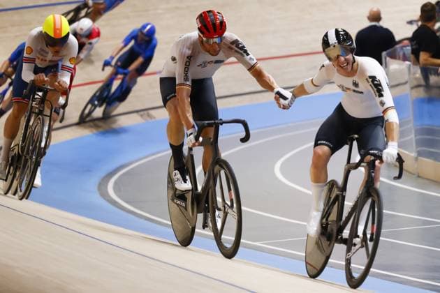 Bilder des Jahres 2024, Sport 10 Oktober Sport Themen der Woche KW42 Sport Bilder des Tages Tissot Track cycling, Rad, Radsport, Bahnrad, Bahn World Championship, WM, Weltmeisterschaft - Ballerup, Copenaghen, Den- 20 - 10-2024 - Men s Madison - Kluge Roger, Teutenberg Tim Tom during Tissot 2024 Track World Championships, Track cycling race in Copenhagen, Denmark, October 20 2024 Copyright: xStefanoxCavasino IPAxSportx xipax xx IPA_50782404 IPA_Agency_IPA50782404