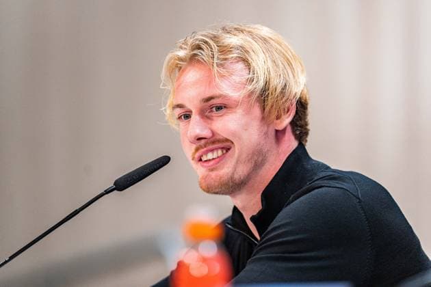 Sport Bilder des Tages 21.10.2024, Pressekonferenz vor Real Madrid vs. Borussia Dortmund, UEFA Champions League, 3. Spieltag Nuri Sahin und Julian Brandt bei der Pressekonferenz von Borussia Dortmund Copyright: xBahhoxKarax