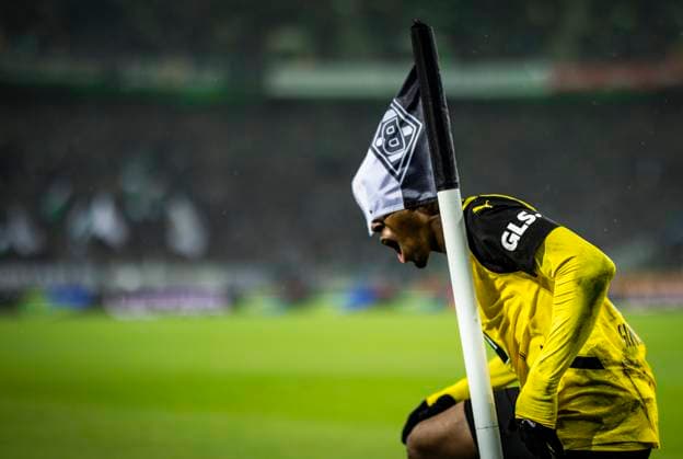 Bilder des Jahres 2024, Sport 12 Dezember Mönchengladbach, Germany. 07th Dec 2024. Torjubel: Jamie Gittens (BvB) Borussia Mönchengladbach - Borussia Dortmund 07.12.2024