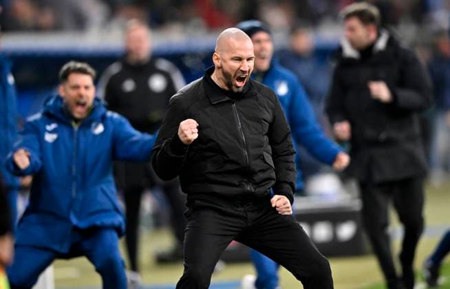 TOR zum 1:1 Tom Bischof TSG 1899 Hoffenheim (07) Torjubel von Trainer Coach Christian Ilzer TSG 1899 Hoffenheim TSG 1899 Hoffenheim vs SC Freiburg SCF 08.12.2024 DFL REGULATIONS PROHIBIT ANY USE OF PHOTOGRAPHS AS IMAGE SEQUENCES AND OR QUASI-VIDEO TSG 1899 Hoffenheim vs SC Freiburg SCF