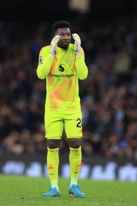 Manchester City v Manchester United, ManU 15 December 2024 - Premier League - Manchester City v Manchester United -Manchester United goalkeeper Andre Onana reacts to a missed chance at the opposite end of the pitch - Photo: Simon Stacpoole Offside. Manchester UK Copyright: xSimonxStacpoolexOffside