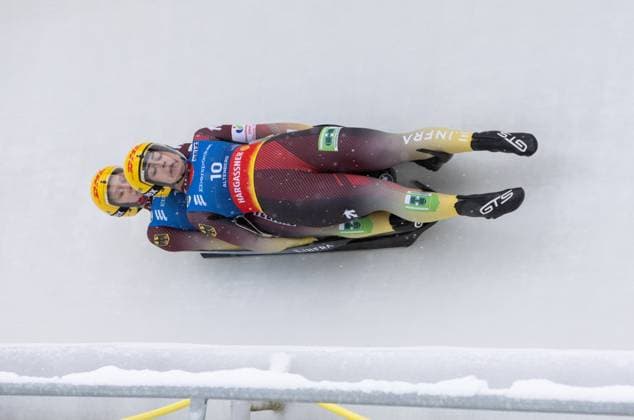 Bilder des Jahres 2025, Sport 01 Januar Sport Themen der Woche KW02 photographer: FIL Michael Kristen 11.01.2025 5. FIL Eberspächer Luge World Cup, SachsenEnergie Ice Track Altenberg, Sachsen (GER), WC Germany, Women™s Doubles, picture: Jessica Degenhardt, Cheyenne Rosenthal (GER)