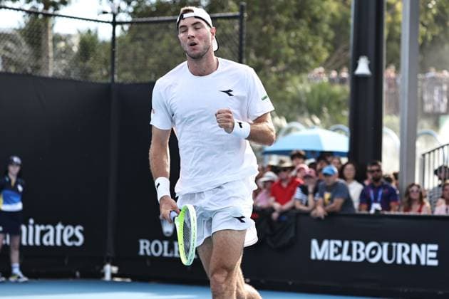 Jan-Lennard Struff, GER, during first round of 2025 Australian Open in Melbourne, 13 01 2025; -