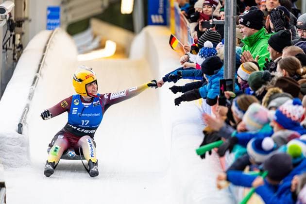 Bilder des Jahres 2025, Sport 01 Januar Sport Themen der Woche KW04 Sport Bilder des Tages 25.01.2025, GER, Rennrodeln, Saison 24 25, Maenner, 7.Ebersbaecher Rodel Weltcup 2024 2025 - 2.Ebersbaecher Mixed Weltcup presented by Skechers, WomenÂ s Single Anna Berreiter (GER) 98559 Oberhof LOTTO Thüringen EISARENA Oberho Thüringen Deutschland
