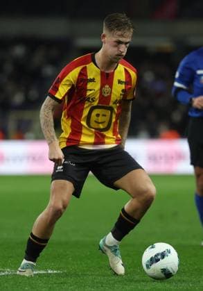 Mechelen s Fredrik Hammar pictured in action during a soccer match between RSC Anderlecht and KV Mechelen, Sunday 26 January 2025 in Brussels, on day 23 of the 2024-2025 season of the Jupiler Pro League first division of the Belgian championship. VIRGINIExLEFOUR  x111233515x