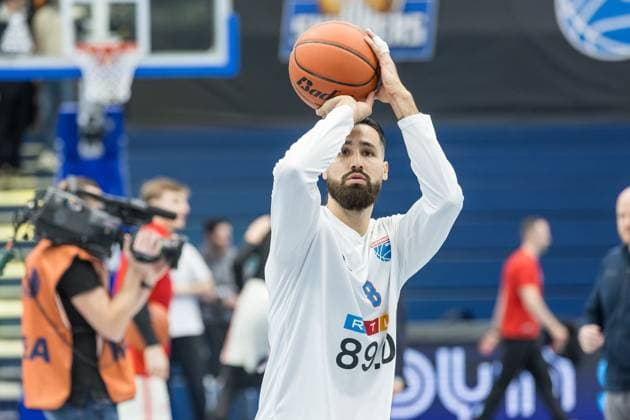 easyCredit Basketball Bundesliga, BBL, VIMODROM TOP FOUR 2025, Herren. 14.02.2025, FC Bayern München Basketball - Syntainics MBC, Halbfinale 1. Martin Breunig (Syntainics MBC, No 8) Copyright. Alexander Trienitz.