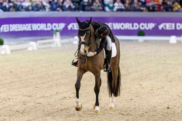 Bilder des Jahres 2025, Sport 02 Februar Sport Themen der Woche KW07 Sport Bilder des Tages NEUMÜNSTER - VR Classics 2025, NEUMÜNSTER - VR Classics 2025 PAULUIS Larissa (BEL), Falmbeau FEI Dressage World CupTM presented from the VR Bank zwischen den Meeren CDI-W FEI Grand Prix Freestyle Kür Dressagecompetition Kl. S