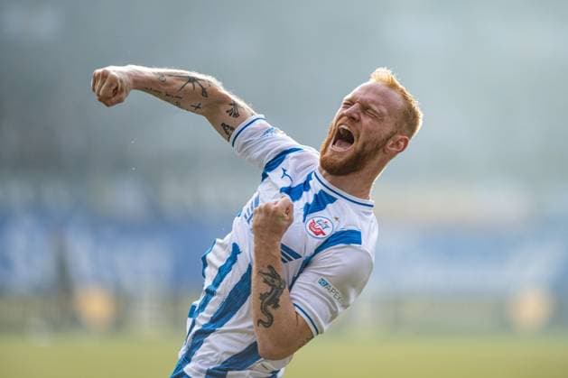 Bilder des Jahres 2025, Sport 02 Februar Sport Themen der Woche KW08 Sport Bilder des Tages Rostock, Deutschland 22. Februar 2025: 3. Liga - 2024 2025 - FC Hansa Rostock vs. SG Dynamo Dresden Im Bild: Nils Fröling Froeling (Hansa Rostock) jubelt nach seinem Tor zum 1:0 DFB regulations prohibit any use of photographs as image sequences and or quasi-video. Copyright: xFotostandx xVoelkerx