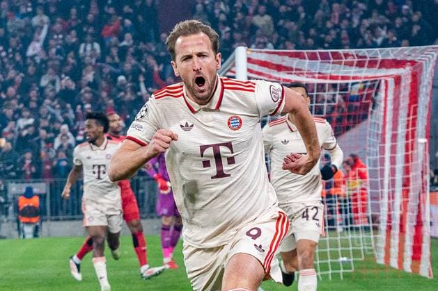 Bilder des Jahres 2025, Sport 03 März Sport Themen der Woche KW10 Sport Bilder des Tages 05.03.2025, FC Bayern München vs. Bayer Leverkusen, UEFA Champions League, Achtelfinale-Hinspiel Tor zum 1:0 durch Harry Kane (FC Bayern Muenchen, 9) Copyright: xBahhoxKarax