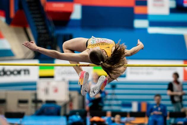 Christina HONSEL (TV Wattenscheid 01, Hochsprung Frauen, High Jump Women), NED, Leichtathletik, Athletics, European Athletics Indoor Championships 2025, Leichtathletik Hallen-Europameisterschaften Apeldoorn 2025, 07.03.2025, NED, Leichtathletik, Athletics, European Athletics Indoor Championships 2025, Leichtathletik Hallen-Europameisterschaften Apeldoorn 2025, 07.03.2025 Apeldoorn Copyright: xStefanxMayerx EP_SMR