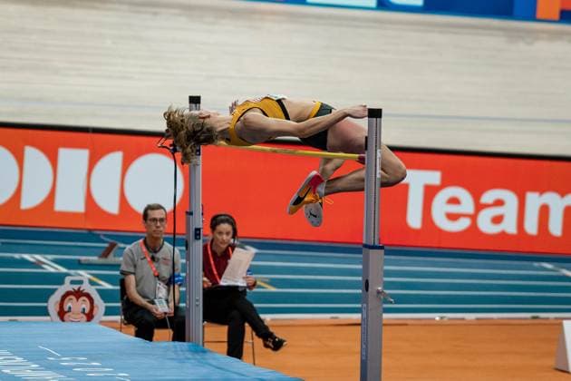 Christina HONSEL (TV Wattenscheid 01, Hochsprung Frauen, High Jump Women), NED, Leichtathletik, Athletics, European Athletics Indoor Championships 2025, Leichtathletik Hallen-Europameisterschaften Apeldoorn 2025, 07.03.2025, NED, Leichtathletik, Athletics, European Athletics Indoor Championships 2025, Leichtathletik Hallen-Europameisterschaften Apeldoorn 2025, 07.03.2025 Apeldoorn Copyright: xStefanxMayerx EP_SMR