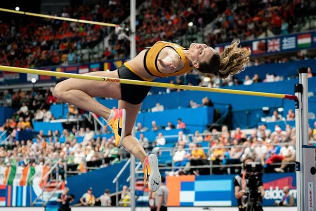 Christina HONSEL (TV Wattenscheid 01, Hochsprung Frauen, High Jump Women), NED, Leichtathletik, Athletics, European Athletics Indoor Championships 2025, Leichtathletik Hallen-Europameisterschaften Apeldoorn 2025, 09.03.2025, NED, Leichtathletik, Athletics, European Athletics Indoor Championships 2025, Leichtathletik Hallen-Europameisterschaften Apeldoorn 2025, 09.03.2025 Apeldoorn Copyright: xStefanxMayerx EP_SMR