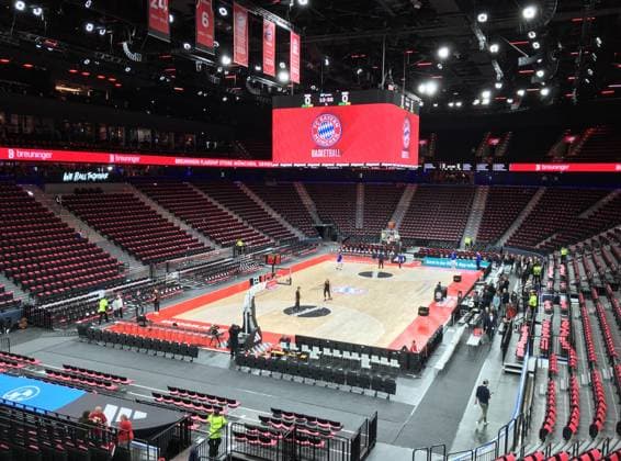 SAP Garden, Halle, Basketball-Halle, Innenansicht, Sportstätte, Mehrzweckhalle, im Olympiapark, Basketball EuroLeague FC Bayern Muenchen - Anadolu Efes Istanbul SAP Garden 14.03.20205 FOTO: Mladen Lackovic LakoPress
