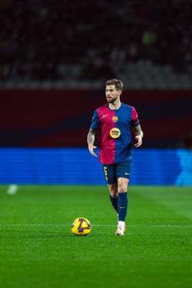 Spanish LaLiga EA Sports: FC Barcelona, Barca v CA Osasuna in Barcelona, Spain. Barcelona, Spain, 27, March, 2025. Spanish LaLiga EA Sports: FC Barcelona v CA Osasuna. (5) Inigo Martinez. Barcelona Olympic Stadium Lluis Companys Barcelona Spain