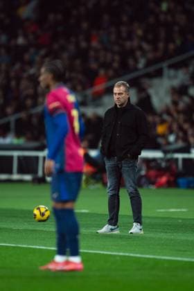 Spanish LaLiga EA Sports: FC Barcelona, Barca v CA Osasuna in Barcelona, Spain. Barcelona, Spain, 27, March, 2025. Spanish LaLiga EA Sports: FC Barcelona v CA Osasuna. Hansi Flick, head coach of FC Barcelona. Barcelona Olympic Stadium Lluis Companys Barcelona Spain