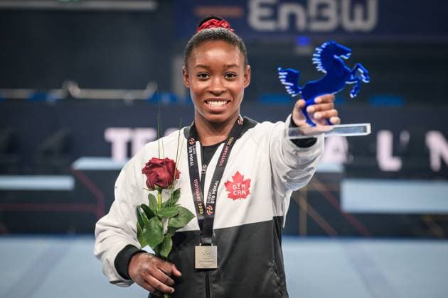 Bilder des Jahres 2025, Sport 03 März Sport Themen der Woche KW13 Sport Bilder des Tages Gabrielle Black (CAN) - Siegerin im Mehrkampf mit 51.200 Punkten 40. EnBW DTB Pokal, 28.03.2025, Stuttgart (Porsche Arena), GER 40. EnBW DTB Pokal, 28.03.2025, Stuttgart (Porsche Arena), GER Stuttgart Copyright: xSandyxDinkelackerx EP_SDR