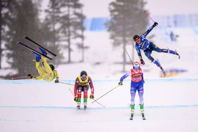 Bilder des Jahres 2025, Sport 03 März Sport Themen der Woche KW13 Sport Bilder des Tages 250330 Florian Wilmsmann of Germany and David Mobärg of Sweden compete in the men s ski cross final during the FIS Ski Cross World Cup on March 30, 2025 in Idre. Photo: Simon Hastegard BILDBYRAN kod SH SH0607 freestyle skiing skicross ski cross världscupen world cup fis ski cross world cup bbeng sverige Copyright: SIMONxHASTEGARD BB250330SH018