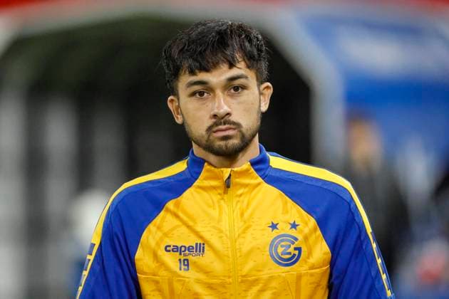 Mathieu Choiniere (Grasshopper Club Zürich, 19) , Schweiz, Fussball, Super League, 30.Spieltag, 2024 2025, FC Basel 1893 vs. Grasshopper Club Zürich, 03.04.2025, Sankt Jakob Park, Basel, Schweiz Basel Sankt Jakob Park Kanton Basel Stadt Schweiz Copyright: xGrantxHubbsx