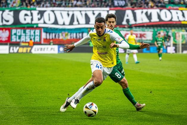 05.04.2025 WROCLAW, TARCZYNSKI ARENA, PILKA NOZNA (FOOTBALL), PKO BANK POLSKI EKSTRAKLASA ( PKO EKSTRAKLASA POLISH LEAGUE ), SEZON 2024 2025 MECZ WKS SLASK WROCLAW - MOTOR LUBLIN NZ JOSE POZO BRIGHT EDE FOTO LUKASZ SKWIOT CYFRASPORT NEWSPIX.PL --- Newspix.pl POLAND OUT!  20250405CSLS030