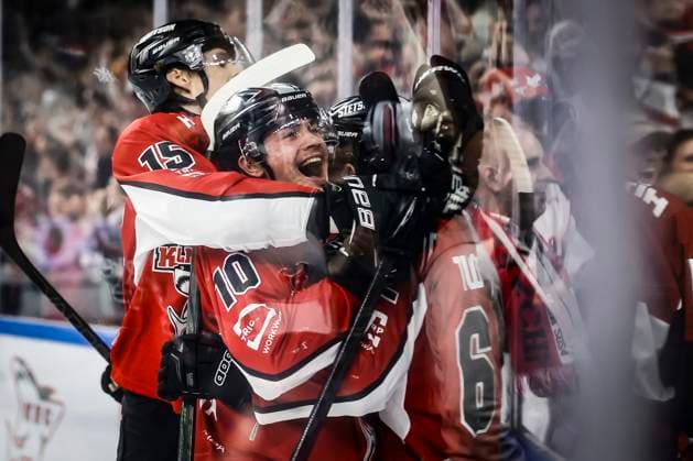 Bilder des Jahres 2025, Sport 04 April Sport Bilder des Tages PENNY DEL 1 - Playoff Finale; Kölner Haie - Eisbären Berlin; Koeln, 19.04.2025 Torjubel: Parker Tuomie (Kölner Haie, 62) trifft zum 1:0; PENNY DEL 1 - Playoff Finale; Kölner Haie - Eisbären Berlin am 19.04.25 in der Lanxess-Arena in Koeln (Deutschland). Copyright: xBEAUTIFULxSPORTS AxelxKohringx
