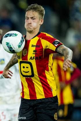 Mechelen s Fredrik Hammar pictured in action during a soccer match between KV Mechelen and KVC Westerlo, Tuesday 22 April 2025 in Mechelen, on day 5 (out of 10) of the Europe Play-offs of the 2024-2025 Jupiler Pro League first division of the Belgian championship. JASPERxJACOBS  x121553751x