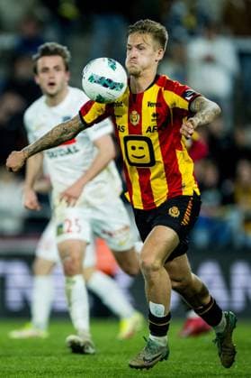 Mechelen s Fredrik Hammar pictured in action during a soccer match between KV Mechelen and KVC Westerlo, Tuesday 22 April 2025 in Mechelen, on day 5 (out of 10) of the Europe Play-offs of the 2024-2025 Jupiler Pro League first division of the Belgian championship. JASPERxJACOBS  x121553881x