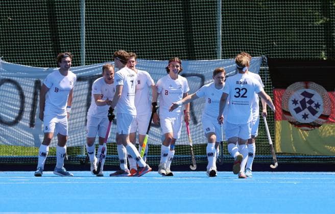 BAU 10.05.2025, Deutschland, Ludwigsburg, Hockey 2. Bundesliga, HTC Stuttgarter Kickers vs. HC Ludwigsburg, HTC Jubel nach dem 2:0 Tor, Torschütze Sten Brandenstein (HTC)