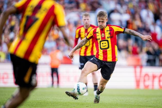 Mechelen s Fredrik Hammar pictured in action during a soccer match between KV Mechelen and Standard de Liege, Saturday 10 May 2025 in Mechelen, on day 8 (out of 10) of the Europe Play-offs of the 2024-2025 Jupiler Pro League first division of the Belgian championship. JASPERxJACOBS  x123241474x