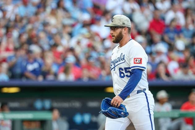 May 17, 2025: Kansas City Royals starting pitcher Noah Cameron (65) is seen during a game against the St. Louis Cardinals at Kauffman Stadium in Kansas City, MO. CSM Kansas City United States of America - ZUMAc04_ 20250517_zma_c04_414 Copyright: xDavidxSmithx