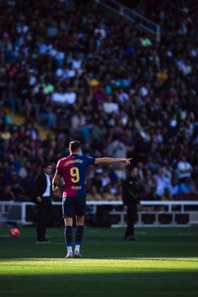 Spanish LaLiga EA Sports FC Barcelona, Barca v Villarreal CF in Barcelona, Spain. Barcelona, Spain, 18, May, 2025. FC Barcelona player (9) Robert Lewandowski during LaLiga EA Sports match FC Barcelona and Villarreal CF in Estadi Olimpic Lluis Companys, Barcelona, Spain, on May 18, 2025. Barcelona Estadi Olimpic Lluis Companys Barcelona Spain