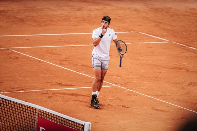Tennis Männer bitpanda Hamburg Open ATP, Tennis Herren 500 Tomas Etcheverry (ARG) vs. Flavio Cobolli (ITA) 23.05.2025 Tomas Etcheverry jubelt Hamburg Tennisstadion am Rothenbaum Hamburg Deutschland