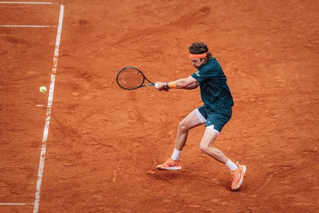 Tennis Männer bitpanda Hamburg Open ATP, Tennis Herren 500 Felix Auger-Aliassime (CAN) vs. Andrei Andrejewitsch Rubljow (RUS) 23.05.2025 Andrei Andrejewitsch Rubljow Rückhand Hamburg Tennisstadion am Rothenbaum Hamburg Deutschland